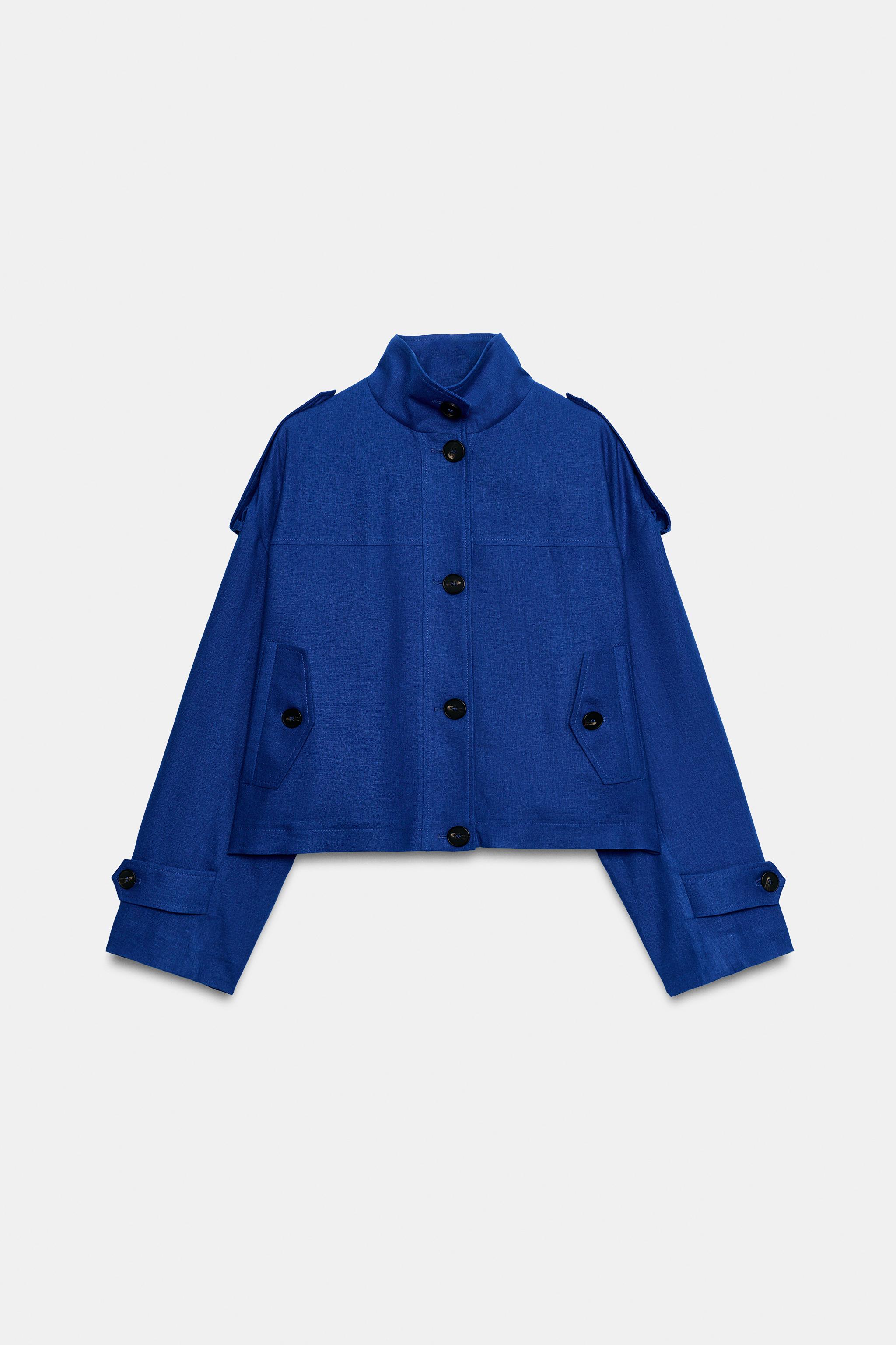 HIGH COLLAR LINEN JACKET